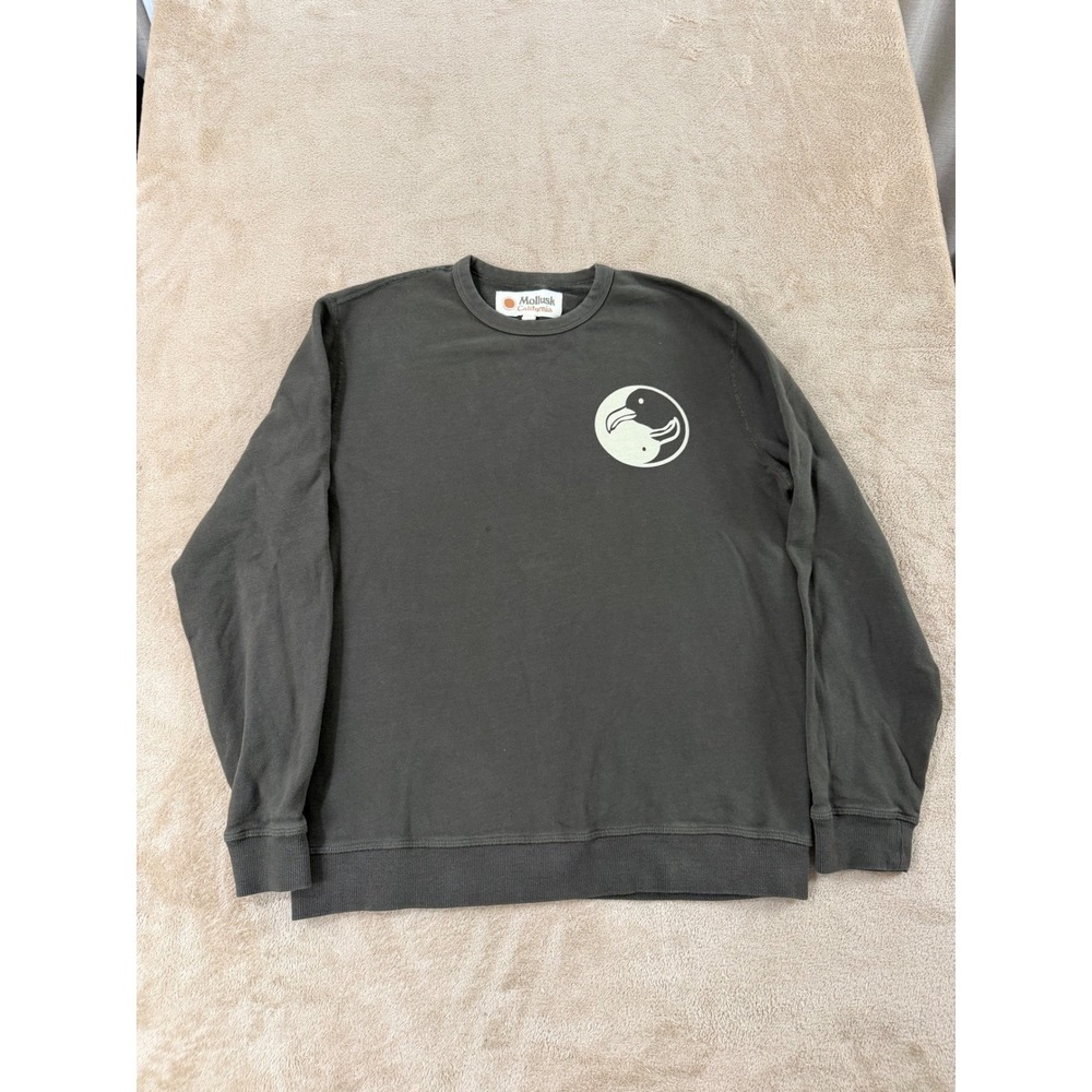 Mollusk California Sweatshirt Mens Small Charcoal Grey YinYang Bird Graphic